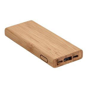 Bateria portátil em bambu com bateria de lítio 5000 mAh