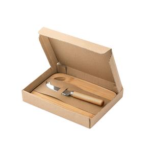 Conjunto de tábua de corte e pequena faca de queijo em bambu