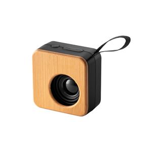 Caixa de som portátil em bambu e ABS 100% reciclado