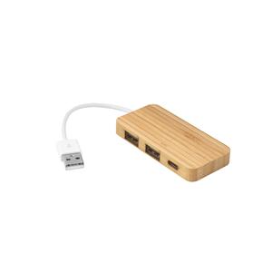 Hub em bambu com 2 portas