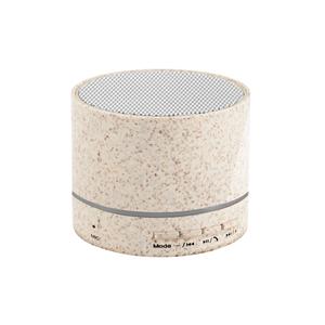 Caixa de som portátil com microfone, em fibra de palha de trigo e ABS 100% reciclado
